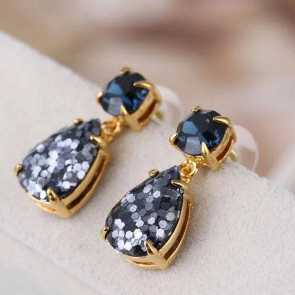 Kate Spade New York Glitter Earrings - Navy Blue